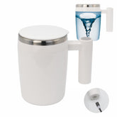 Daasigwaa rechargeable self-stirring mug front view, sleek white design for modern desks.