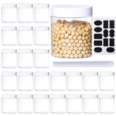 Dabacc 24-pack 8oz clear storage jars with wide mouths for easy filling.