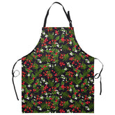 Dacawin Christmas apron with holly berry pattern for festive kitchen style and mess protection.