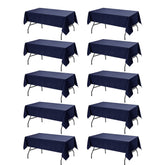 Dailyset navy tablecloth on a 60 x 102 inch rectangle table, clean and polished.