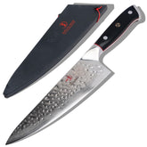 Dalstrong Shogun Elite 8in knife with Damascus blade for precise slicing.