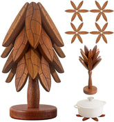 DAOLEMIJI tree coasters and wooden trivets pack protects surfaces with natural style