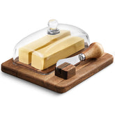 DAQJIOO large glass butter dish with lid keeps butter fresh and visible.
