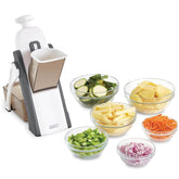 DASH Safe Slice Mandoline top view shows adjustable thickness for precise slices.