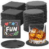 DASSNANE slate coaster square 4-inch showing natural texture and heat protection