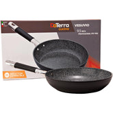 DaTerra Cucina 9.5-inch pan front view with volcanic speckled finish for effortless release.
