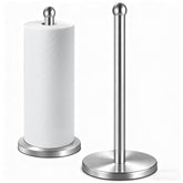 DAWNER paper towel holder with weighted base in brushed nickel for stable one-handed tearing