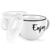 DAYYET soup mug with handles and vented lid offers easy pouring and grip.