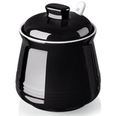 DAYYET sugar bowl with lid and spoon in black ceramic for a neat, convenient setup