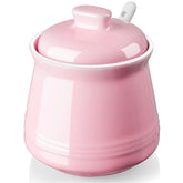 DAYYET sugar bowl with lid and spoon in pink keeps sugar clean and accessible.