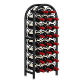 Dazioter wine rack holds 23 bottles in a sleek black floor-standing design.