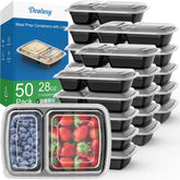 Dealusy 28 oz two-compartment container with lid, sturdy reusable for meal prep.