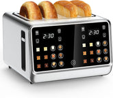 Dear Morning 4-Slice Toaster touchscreen interface enables quick, precise browning control.