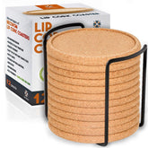 Decopom cork coasters lip-absorbent catch drips to protect surfaces