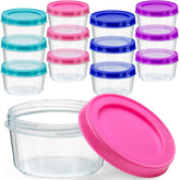 DecorRack 12-pack 7oz containers with screw lids for portion control and meal prep.