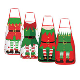 DECYOOL Christmas elf apron set four pieces in green and red for festive kitchen cooking