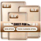 Deedro 9x13 baking sheet with nonstick surface for easy cookie release.