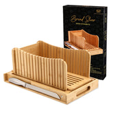 DEEN DYNAMICS bamboo bread slicer shows natural bamboo build for stable slices