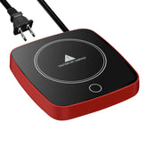 Defashun coffee mug warmer in red, front view keeps beverages warm at your desk.