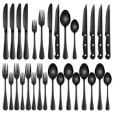 Dehov 24-piece black silverware set for stylish everyday dining.