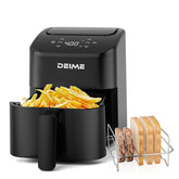 DEIME Air Fryer 2.8 Qt front-angled view for quick, evenly cooked meals.