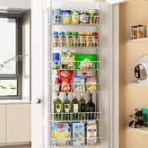 Delamu 6-tier over-the-door pantry organizer front view, easy spice access.