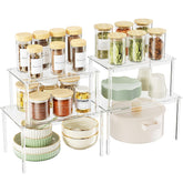 Delamu clear cabinet organizer plate rack, two-tier setup for space-saving storage.