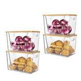 Delamu pantry organizers stacked front view for easy access and visibility.