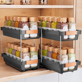 Delamu 2-pack pull-out spice rack assembly in cabinet for easy access