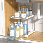 Delamu 2-tier under-sink organizer with pull-out drawers for easy access