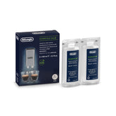 De'Longhi EcoDecalk bottle close-up, plant-based descaler for safe descaling.