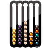 Demi's Home magnetic pod holder on fridge door keeps Nespresso Original capsules within easy reach.