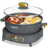 DEZIN dual-flavor divider hot pot lets you cook two broths at once.