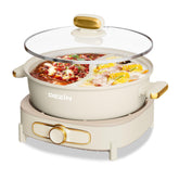 DEZIN hot pot with divider for dual flavors, ideal for two broths.