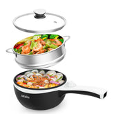 DEZIN hot pot electric steamer overview shows compact dorm-friendly design for storage.