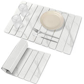 DFJKJUU stone dish drying mat 24x16 on counter; absorbs moisture quickly for a dry surface.
