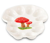 dgudgu mushroom deviled egg platter showcases a stylish centerpiece for parties.