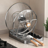 Dhlxyzt pot lid holder and spoon rest keeps lids organized and within reach.