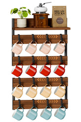 Dhmkfly mug rack wall 4-tier top shelf keeps mugs organized and frees counter space
