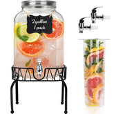 DHSBTLS 2‑gallon glass dispenser with ice core keeps drinks cold for gatherings