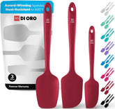DI ORO Living seamless spatula design prevents food buildup during cooking.