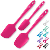 Di ORO Living silicone spatula set in magenta, top view, safe for nonstick cookware.