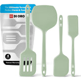 DI ORO Seamless Moda spatula set in sage, gentle on nonstick pans.