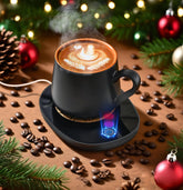 Dicross coffee mug warmer on a desk keeps hot beverage within reach for better focus