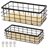 Dicunoy rustic metal wire basket large on countertop for towels and toiletries.