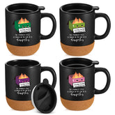 Didaey dumpster fire mug with removable cork bottom, ideal for daily office coffee