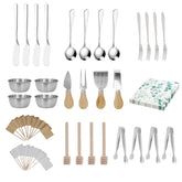 DIFENLUN charcuterie board set with wooden handles for easy slicing and serving.
