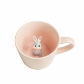 DIHOclub Rabbit ceramic cup shows a 3D bunny inside, a playful morning companion.