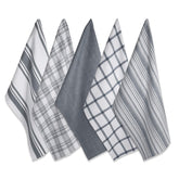 DII Assorted Woven Dish Towels 18x28 gray set for everyday drying and cleaning.