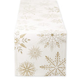 DII holiday table runner snowflakes close-up with festive sparkle for your table.